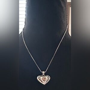 BRIGHTON 🩷 “Divinity” Reversible Swarvorski Pink Crystal Heart Necklace
